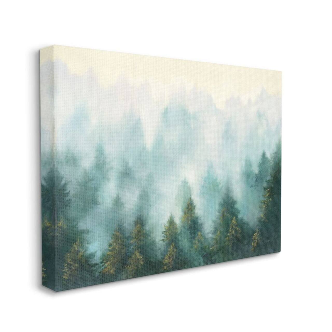 Stupell Industries Abstract Pine Forest Landscape with Mist Green Painting Design Canvas Wall Art